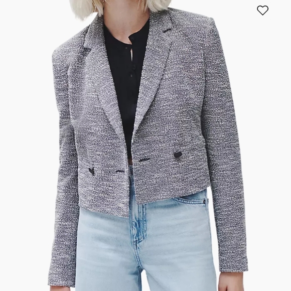 Rag & Bone Josie Italian Tweed Blazer In Blue And White - Picture 1 of 13